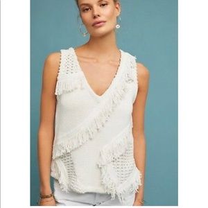 White fringe sweater tank top